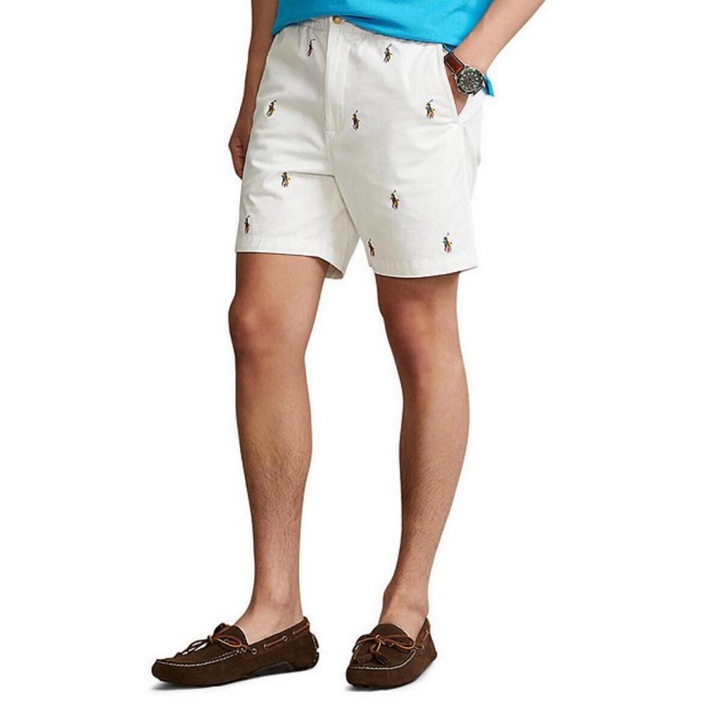 POLO RALPH LAUREN Mens Allover Pony Embroidery Prepster Stretch 6" Shorts - Picture 9 of 9